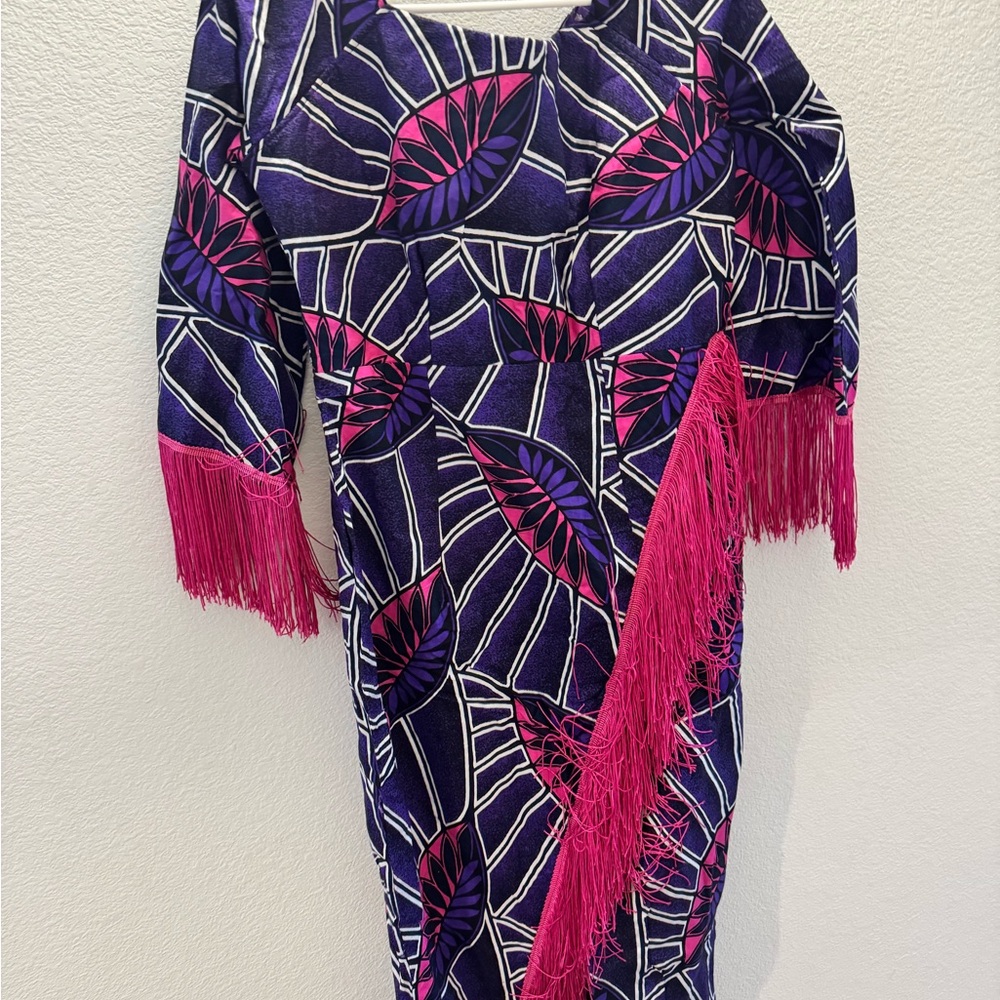 Elegant Pink and Purple Fringe Dress